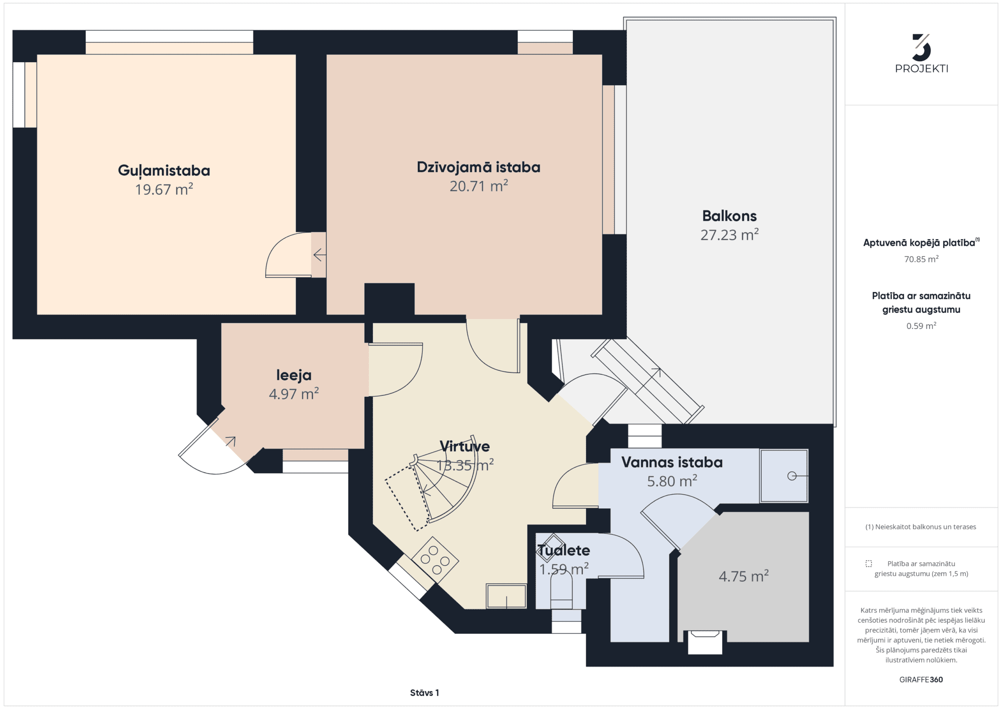 Kvalitatīvs 2D plāns ar telpu nosaukumiem un kvadrātmetru aprēķinu – nekustamā īpašuma fotogrāfijas